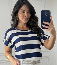 2056473-2 BLUSA VISCOLYCRA LISTRADA MARINHO