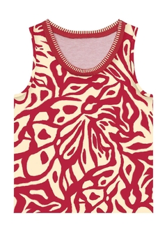 1000125307-DL76B BLUSA MALWEE MALHA VISCOSE VERMELHO ABSTRATO - comprar online