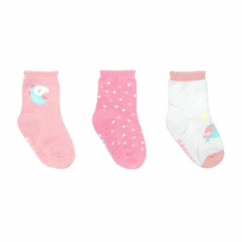 0009938-99382 KIT MEIA COLORIDA C/3 PARES FEM PIMPOLHO ROSA TUCANO/ROSA/BRANCA