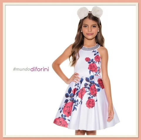 011229 VESTIDO DE FESTA DIFORINI FLORAL BRANCO