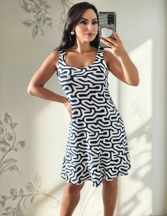 2072403-2 VESTIDO REGATA ORS VISCOLYCRA ESTAMPADO MARINHO