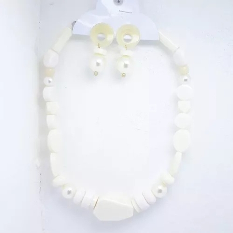 34000-21 COLAR BIJUTERIA MAXI EGIPCIO TURCO BRANCO