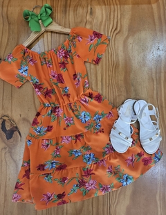2023267-2 VESTIDO FLORIDO TRES MARIAS LARANJA