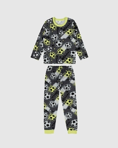 1000122866-DN05B PIJAMA ML MALWEE KIDS CINZA ESCURO FUTEBOL