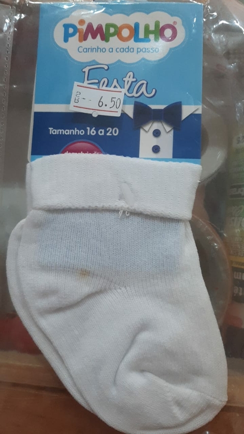 7586 MEIA FESTA MASC PIMPOLHO BRANCO 16 A 20