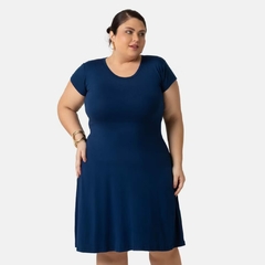 2079472-1 VESTIDO MORZY VISCOLYCRA MANGA CURTA MARINHO