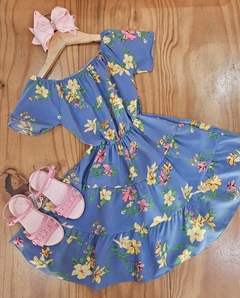2023267-3 VESTIDO FLORIDO TRES MARIAS AZUL