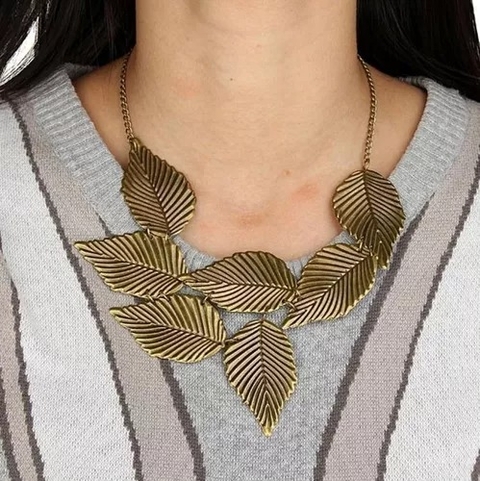 34000-7 MIXI COLAR VINTAGE TRIBAL ETNICO DOURADO ESCURO