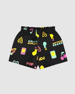 1000120201-DM61A SHORT CLOCHARD MALWEE KIDS PRETO CEREJA