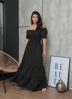 2072403-5 VESTIDO LONGO VISCOLINHO CIGANINHA PRETO