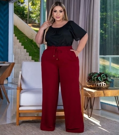 1867-3 CALCA PANTALONA PLUS SIZE PLEZ BORDO