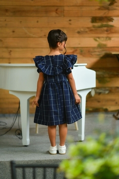 1121-2 VESTIDO LALOOK AMORA ALGODAO/ELASTANO XADREZ MARINHO - comprar online