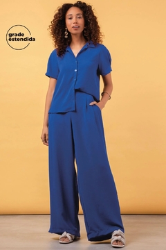 183501-6539 CALÇA MARIALICIA TEXTURIZADA AZUL