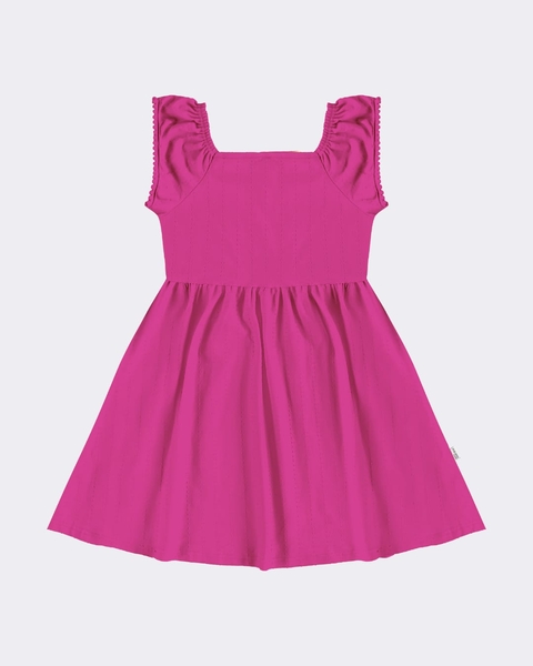 1000130316-02313 VESTIDO MALWEE KIDS DECOTE QUADRADO MALHA TEXTURIZADA ROSA CLARO