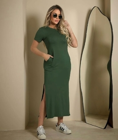 206881-1 VESTIDO MIDI VISCOLYCRA VERDE