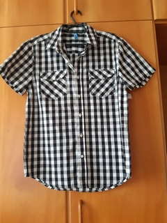 2000026-1 CAMISA XADREZ TRICOLINE PRETO ATELIE