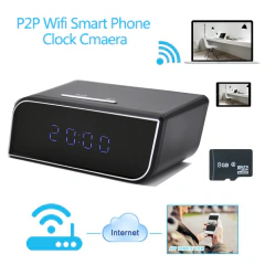 Reloj Despertador Espía Camara Hd Wifi Vision Nocturna App - MarketDigital