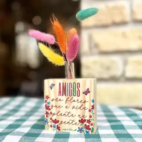 Mini vaso quadrado - Amigos flores - comprar online