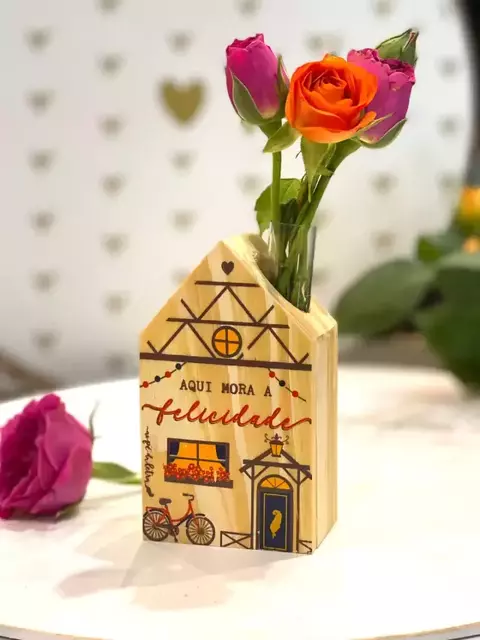 Mini vaso casinha - Felicidade mora - comprar online
