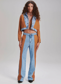 CALÇA JEANS WIDE LEG HIGH AMARELO - Miss Marie