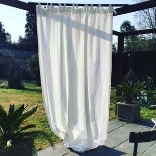 CORTINA EN TUSSOR PESADO CON TIRITAS PARA ATAR 200 cm x 210 cm