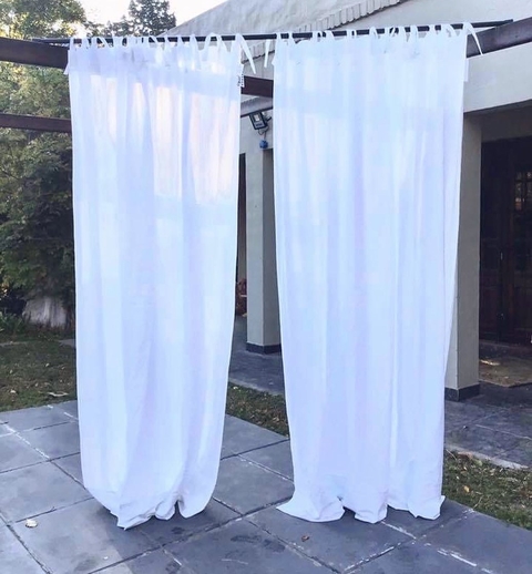 2 CORTINAS EN TUSSOR CON TIRITAS PARA ATAR 200 cm x 210 cm