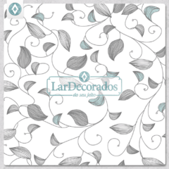 Papel de Parede Adesivo Floral Folhagens Cinza - comprar online
