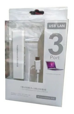 Adaptador Convertidor Tipo C A Rj45 Lan + Hub 3 Usb 2.0 - tienda online