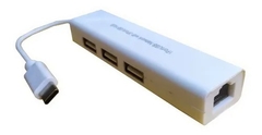 Imagen de Adaptador Convertidor Tipo C A Rj45 Lan + Hub 3 Usb 2.0