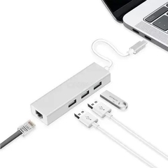 Adaptador Convertidor Tipo C A Rj45 Lan + Hub 3 Usb 2.0 - tecno remates