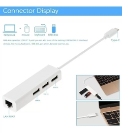 Adaptador Convertidor Tipo C A Rj45 Lan + Hub 3 Usb 2.0 - comprar online