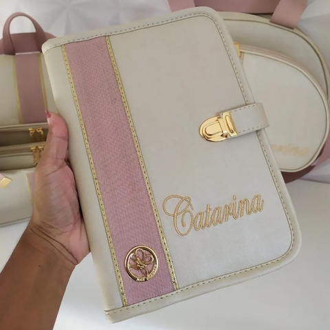 Porta caderneta de vacinação Personalizada champanhe com rose