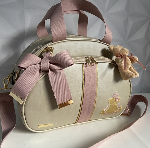 Bolsa Maternidade G Personalizada Bege com Rosê