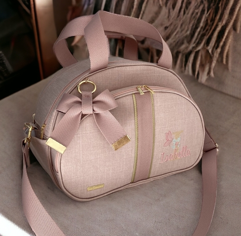 Bolsa Maternidade Grande Personalizada Linho Rose