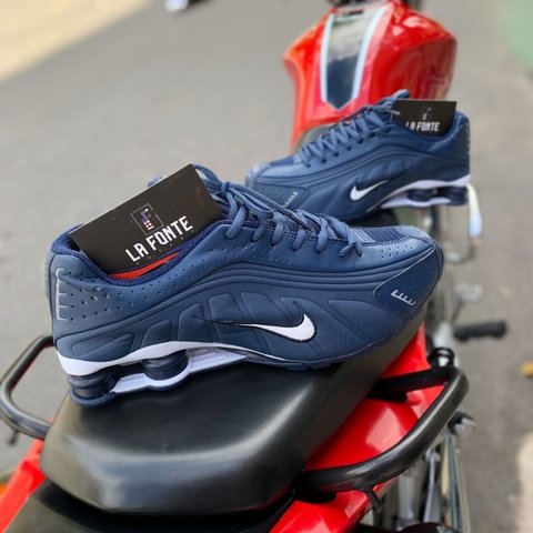 Nike Shox R4 Azul Escuro c/ Branco - comprar online