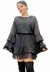 Vestido Boho Chic em Chiffon com Babados e Manga Flare - comprar online