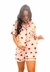 Pijama Feminino Curto Americano Estampa Corações Short Doll