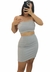 Conjunto Feminino Cropped Faixa com Saia em tecido laurel - comprar online