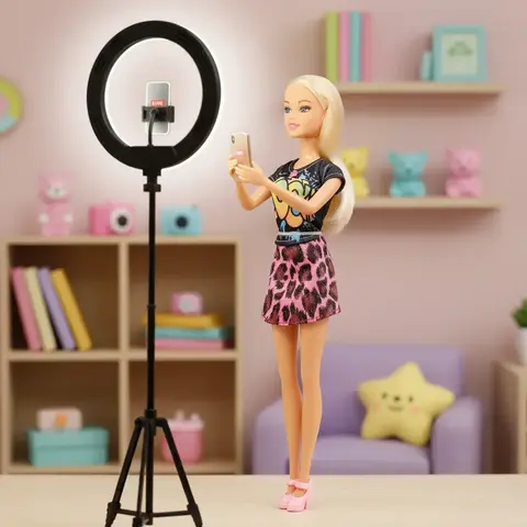 Muñeca Tiny Influencer 30cm + Aro De Luz Articulada