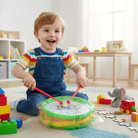 Batería Musical Sebigus en Bolsa con Palitos – Juguete Sonoro Infantil