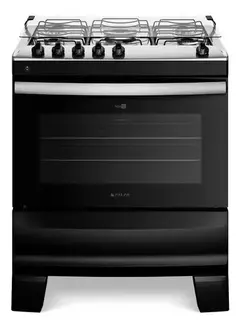 Fogão 5 Bocas Preto com Mesa Inox Atlas Agile Up Bivolt - IPIAÚ ELETRO