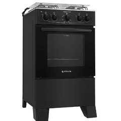 Fogão 4 bocas Atlas Mônaco Plus Preto com Acendimento Automático e Mesa Inox