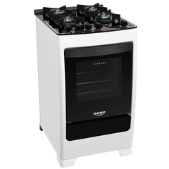 Fogão Dako 4 bocas Supreme Glass Branco com Mesa de Vidro e Mega Chama
