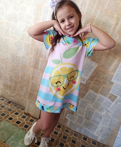 vestido infantil menina passeio festa tropical frutas tamanhos 2 e 6