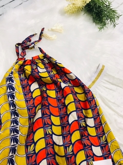 conjunto infantil blusinha étnica e saia branca de tule luxo tamanho 4