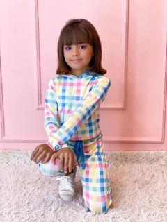 conjunto infantil menina xadrez inverno tamanhos 4 e 8