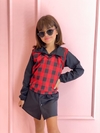 Chemise Infantil Com Colete Xadrez Vermelho blogueirinha mini diva juliette Inverno Tm 4 6 8 - loja online