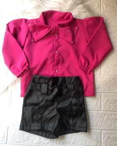 conjunto infantil menina luxo camisa short courino blogueirinha 4 6 8 - Children Life