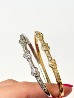Bracelete corações cravejado - comprar online