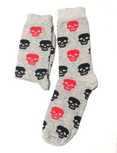 Meia Skull preta e vermelha